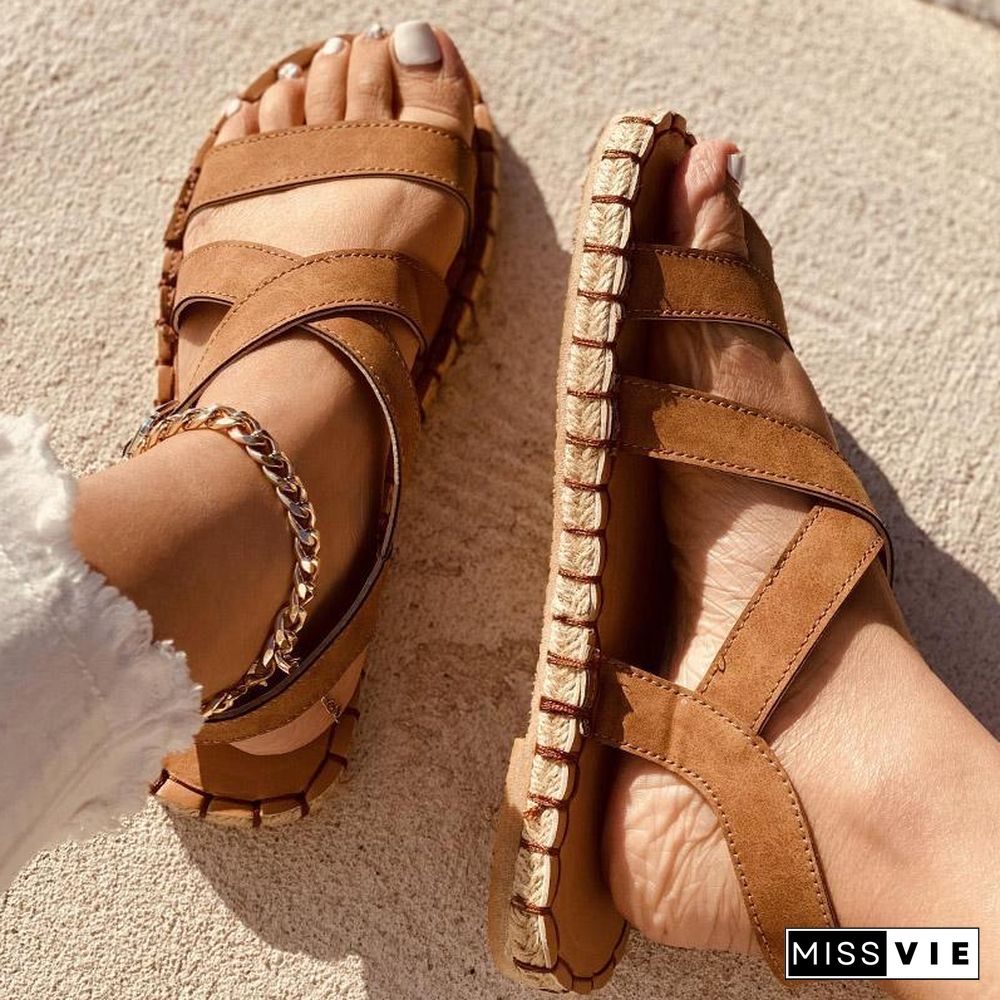 Brown Open-Toe Summer Sandals For Women