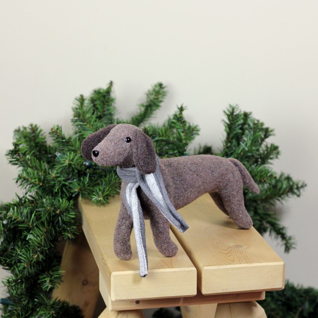 Northlight 7 5 Plush Brown Dachshund Dog With Scarf Christmas Decoration