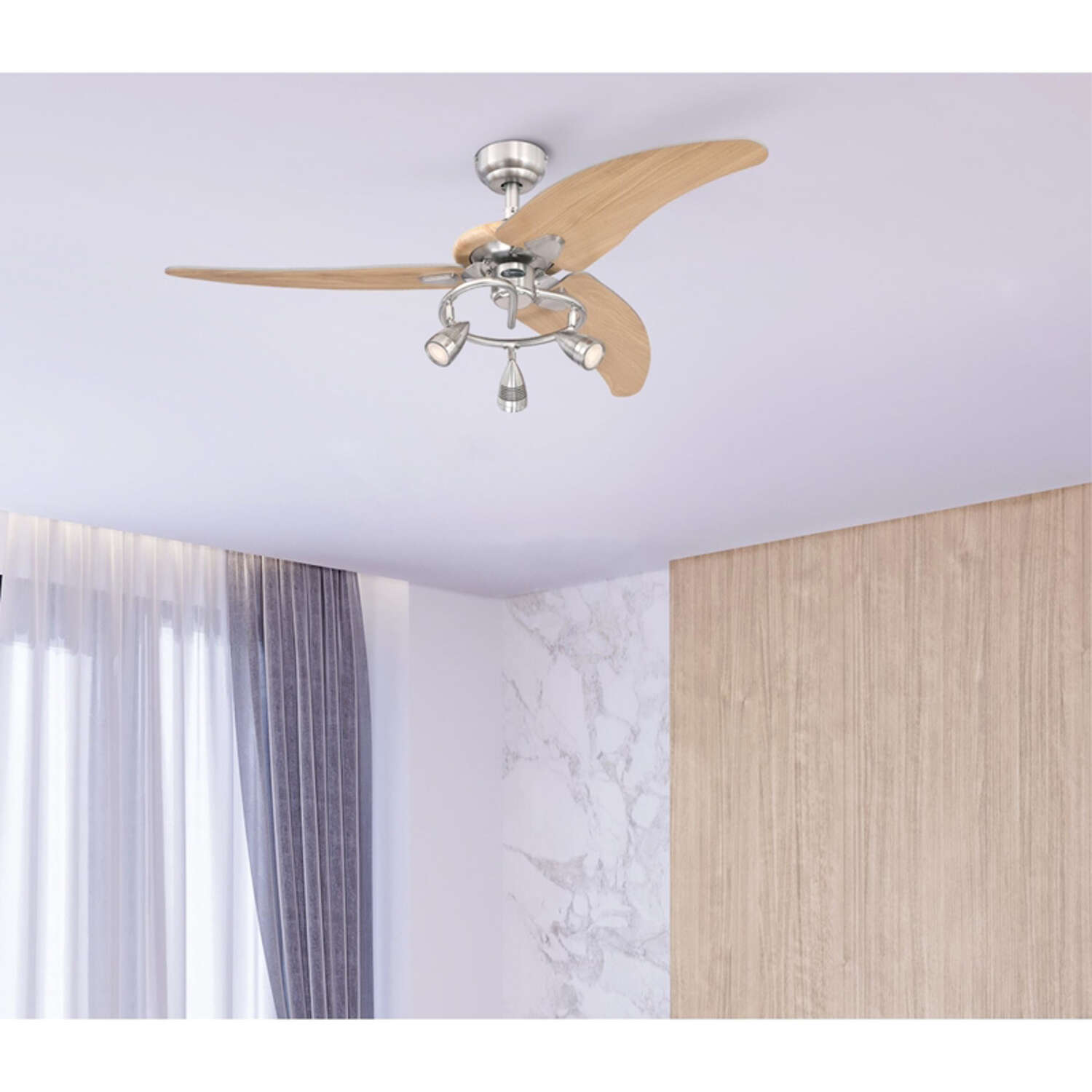 Westinghouse Elite 48 in. Brushed Nickel Brown LED Indoor Ceiling Fan