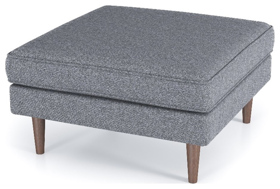 Hudson Mid Century Square Fabric Linen Upholstered Ottoman in Dark Gray   Midcentury   Footstools And Ottomans   by Homesquare  Houzz