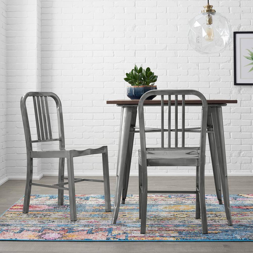 StyleWell Kipling Gunmetal Gray Metal Dining Chair (Set of 2) (15.94 in. W x 32.67 in. H) CM806-18-GMG