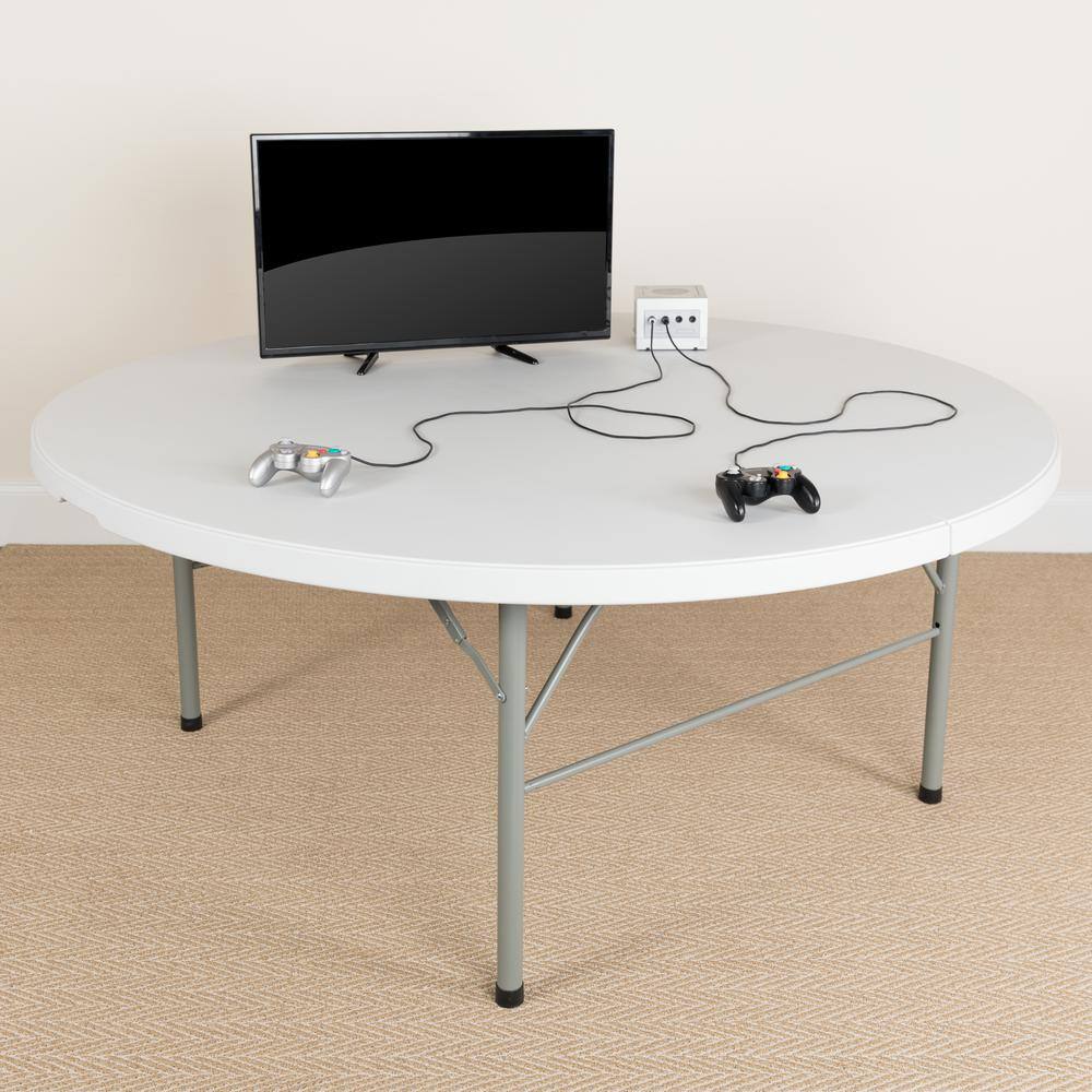 Carnegy Avenue 71 in. Granite White Plastic Tabletop Metal Frame Folding Table CGA-RB-20745-GR-HD