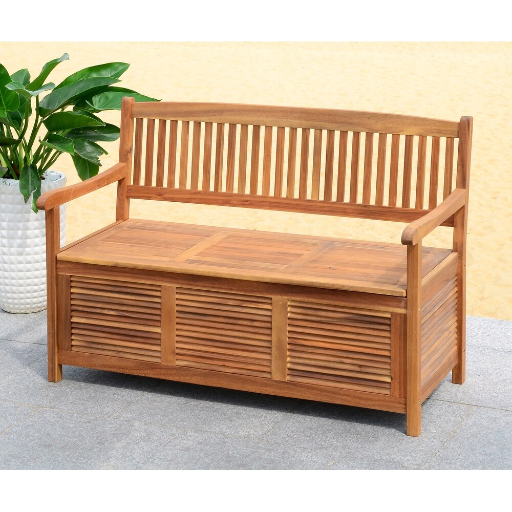 SAFAVIEH Outdoor Living Brisbane Brown Storage Bench   50\