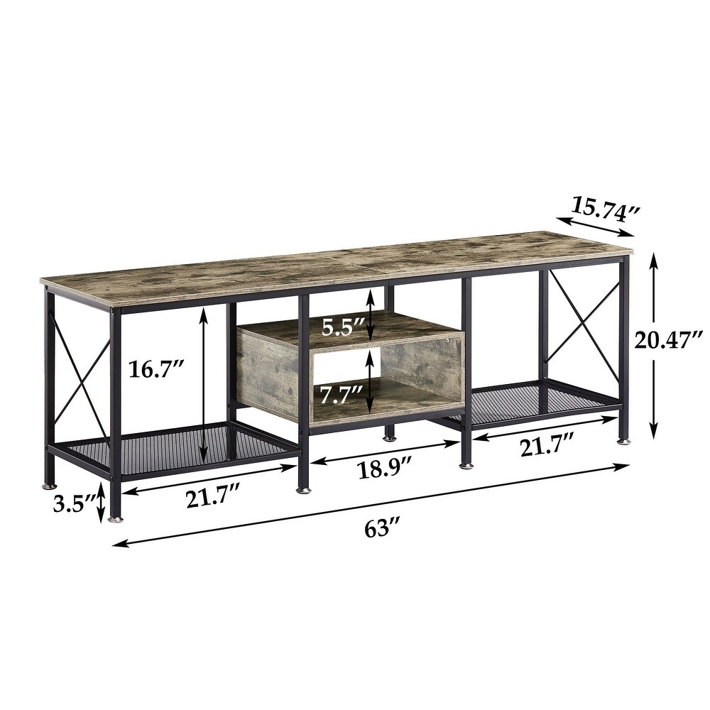 TV Stand for Living Room  Entertainment Center TV Console with Storage Shelves