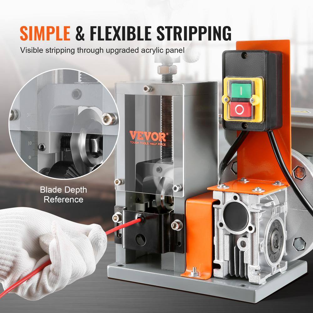 VEVOR Automatic Wire Stripping Machine 0.06in. to 0.98in. Electric Motorized Cable Stripper Peeler 180W 60 ft.min for Copper BX180W11525MMAVETV1