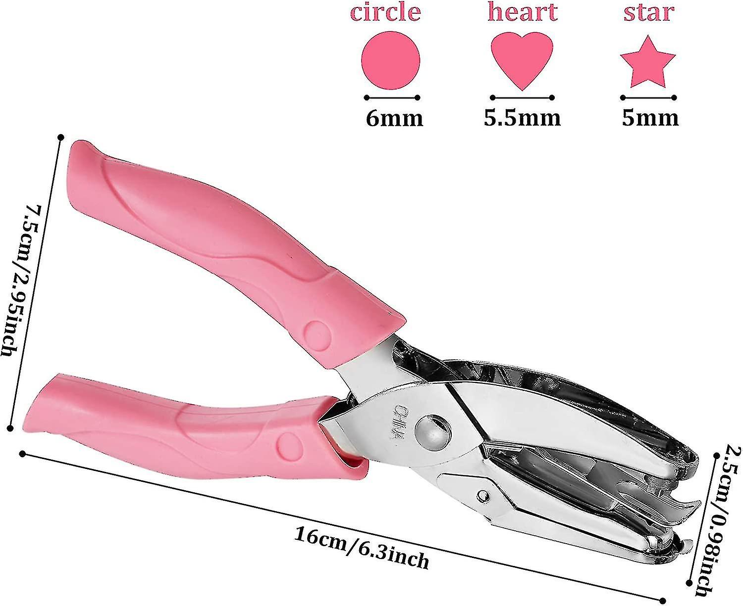 3 Piece Handheld Metal Single Hole Punch With Pink Soft Grip And 0.25