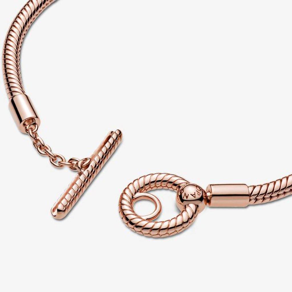 PANDORA  Pandora Moments T-Bar Snake Chain Bracelet in Rose Gold