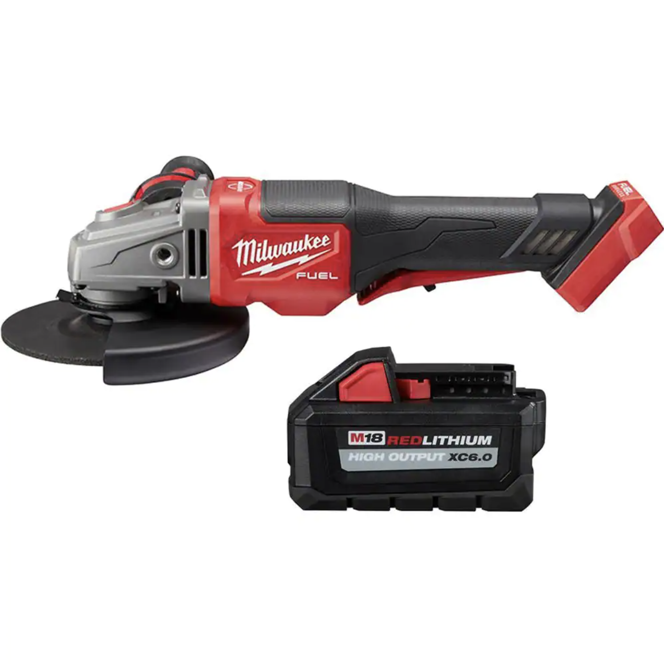 Milwaukee M18 FUEL 18-Volt Lithium-Ion Brushless Cordless 4-1/2 in./6 in. Braking Grinder w/Paddle Switch with 6.0 Ah Battery