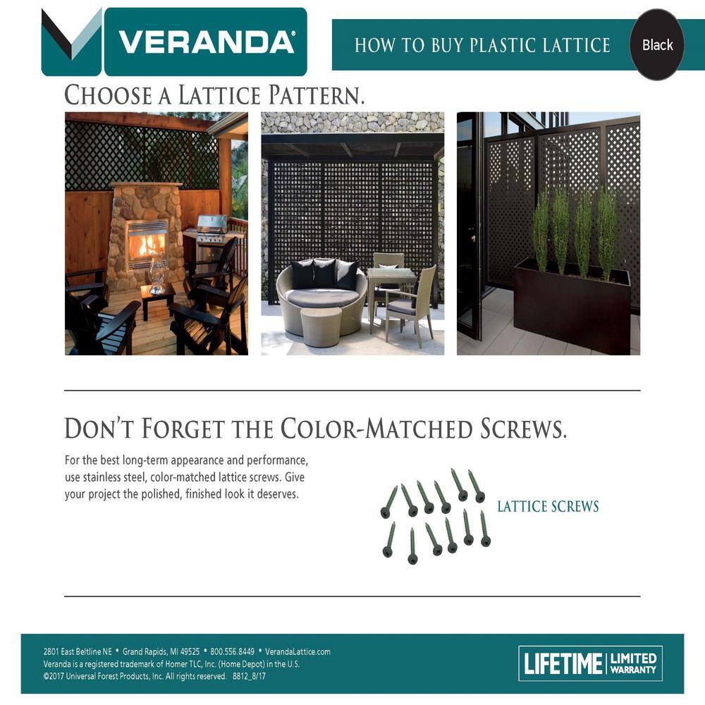 Veranda 4 ft. x 8 ft. Black Garden Vinyl Lattice 189723