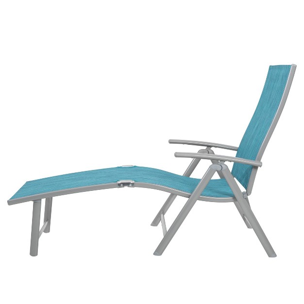 3pc Outdoor Aluminum Folding Adjustable Chaise Lounge Chair And Table Set Blue Crestlive Products