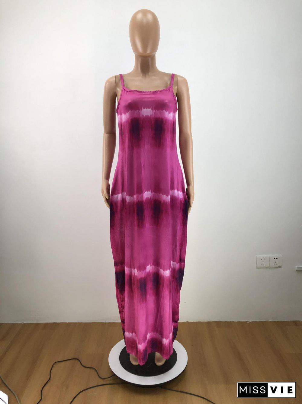 Loose Fitting Tie Dye Print Maxi Dresses