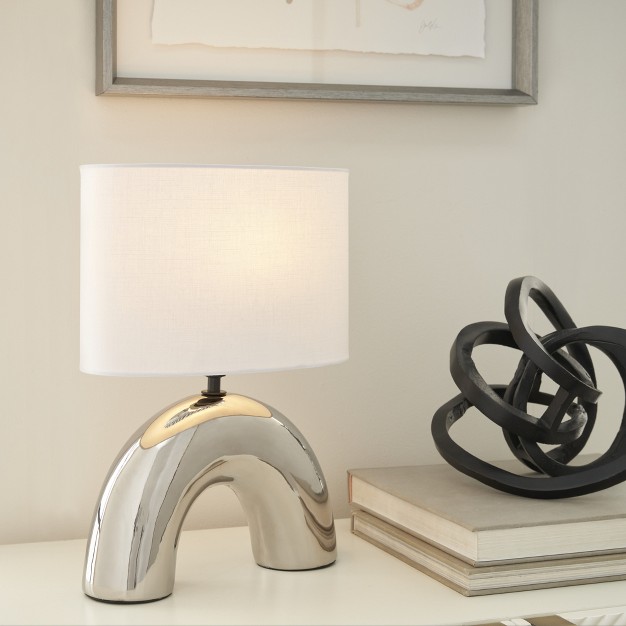 Silver Chrome Metal Arch Table Lamp