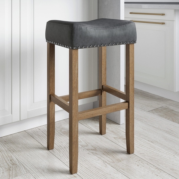 Nathan James Hylie Nailhead Wood Pub-Height Counter Bar Stool