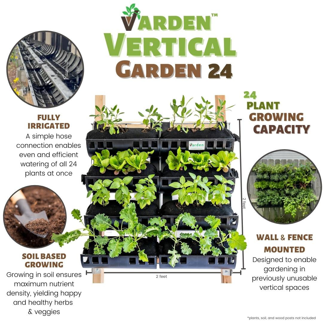 Varden Vertical Garden 24 - Self Watering, 4 Row, 24 Plant, Wall Mountable Garden Planter - 2ft x 2ft