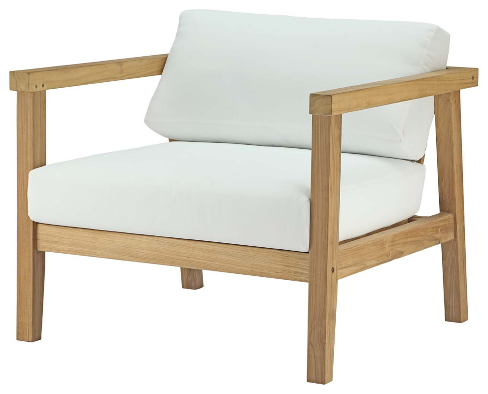 Lounge Chair Armchair Set  White Natural  Teak Wood  Modern  Outdoor Patio   Modern   Outdoor Lounge Sets   by House Bound  Houzz