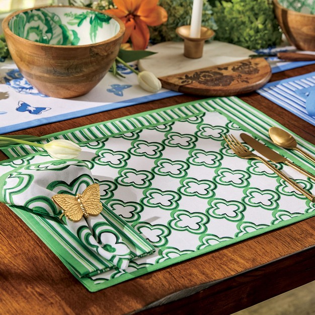 Patricia Heaton Home Green Geo Printed Napkin Set