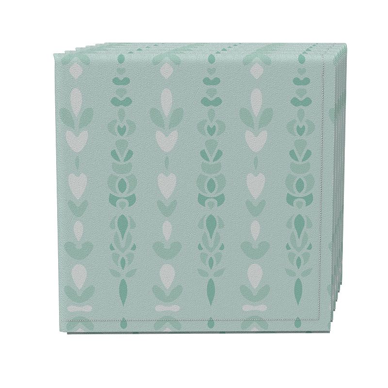 Napkin Set of 4， 100% Cotton， 20x20， Green Monochromatic Design