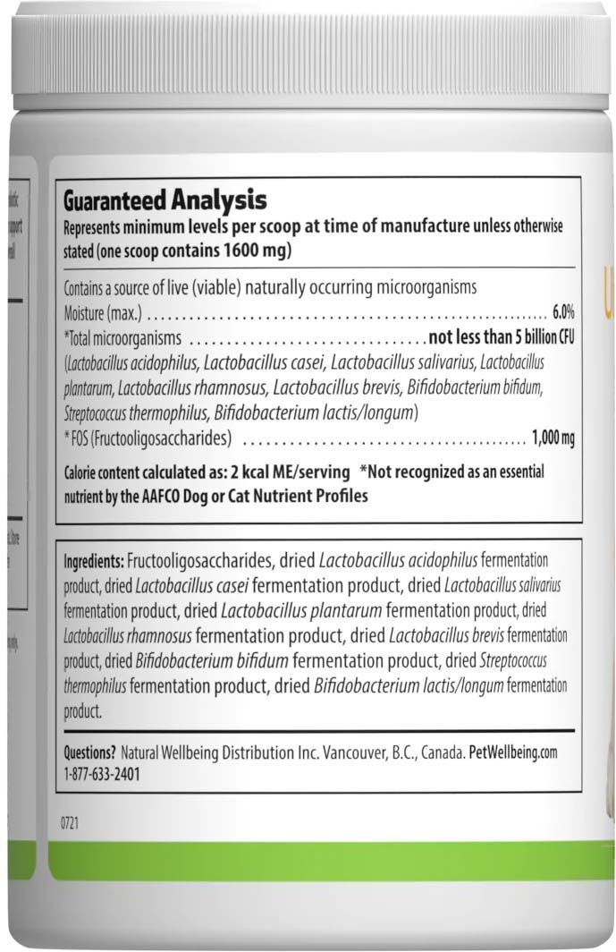 Pet Wellbeing Ultimate Probiotic Powder Digestive Supplement for Dogs