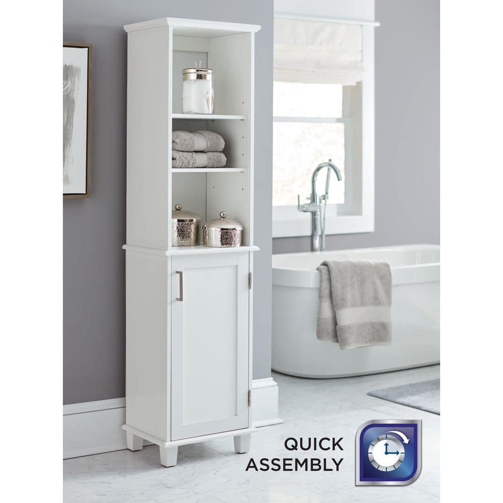 Glacier Bay Shaker Style 16 in W x 12 in D x 6225 in H Linen Cabinet in White