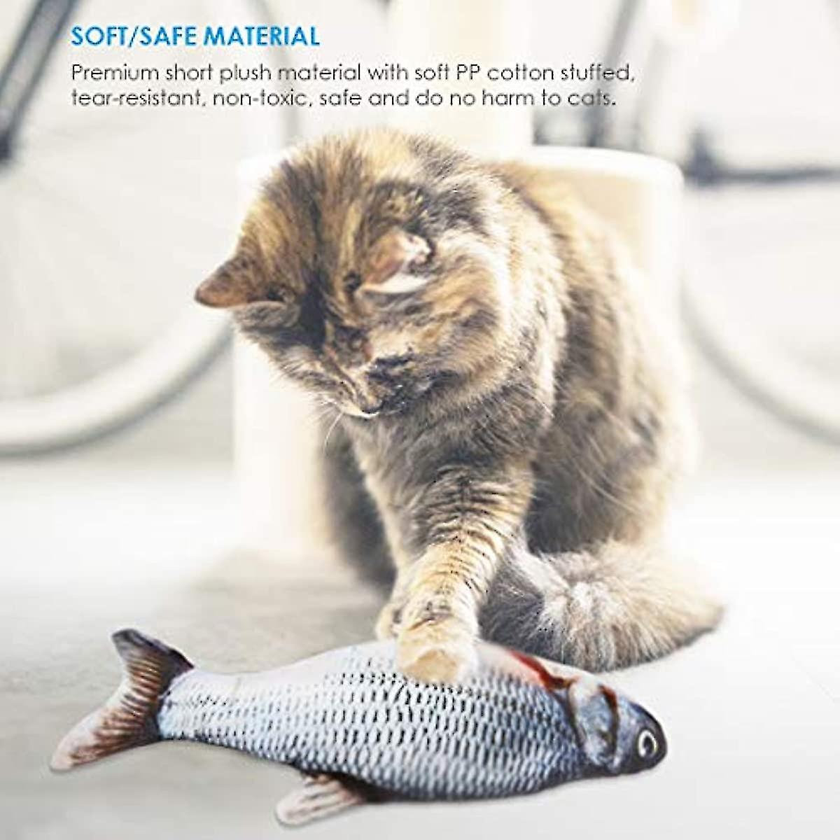 Cat Simulation Doll Fish  Pet Realistic Plush Wagging Fish Toy Funny Electric Interactive Moving Flipping Doll Fish Perfect For Cat Kitten Biti