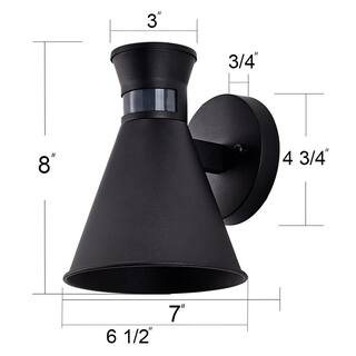 C Cattleya 1-Light Black Motion Sensing Dusk to Dawn Outdoor Wall Lantern Sconce CA1927-W