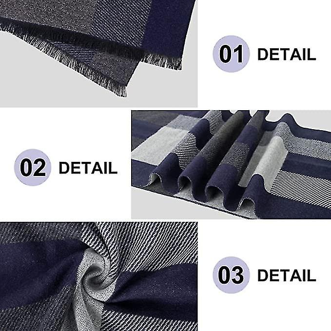 Winter Mens Scarf Cashmere Feel Scarves Warm Soft Fashion Business Plaid Scarf Gifts For Men1pcsbule