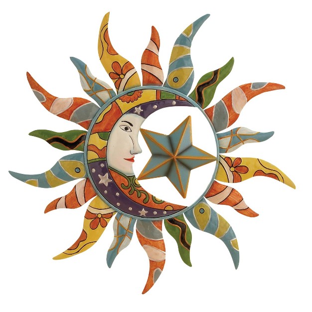 Metal Sun And Moon Indoor Outdoor Wall Decor With Abstract Patterns Olivia amp May