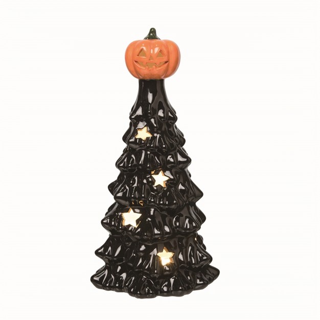 Transpac Ceramic Black Halloween Light Up Jack o lantern Tree