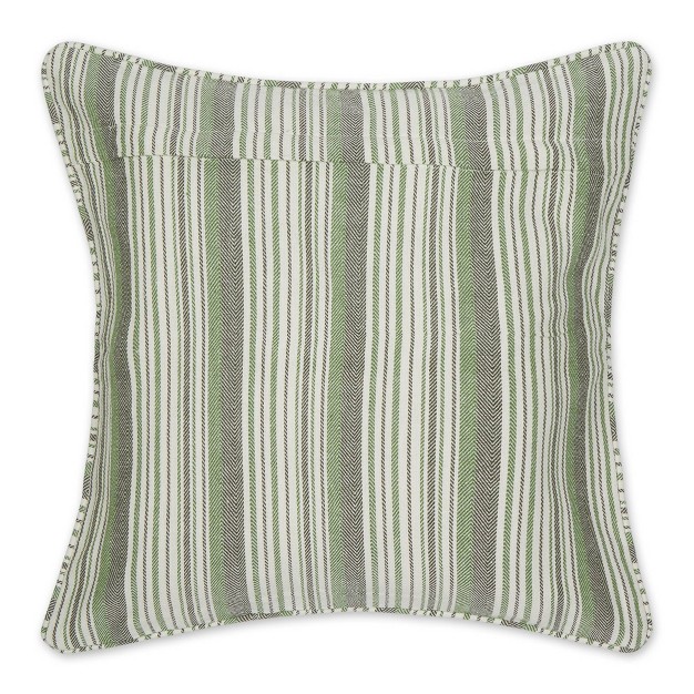 Herringbone Striped Recycled Cotton Square Throw Pillow Cover Design Imports