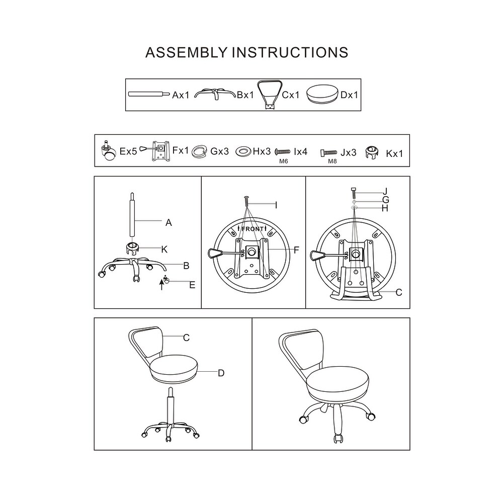 DAYTON Short Stool Rolling Stool with Adjustable Height 13 15\