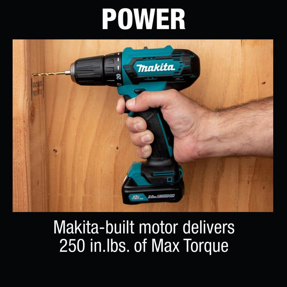 Makita 12V max CXT Lithium-Ion Cordless 3/8 in. Driver Drill Kit, 2.0 Ah FD09R1