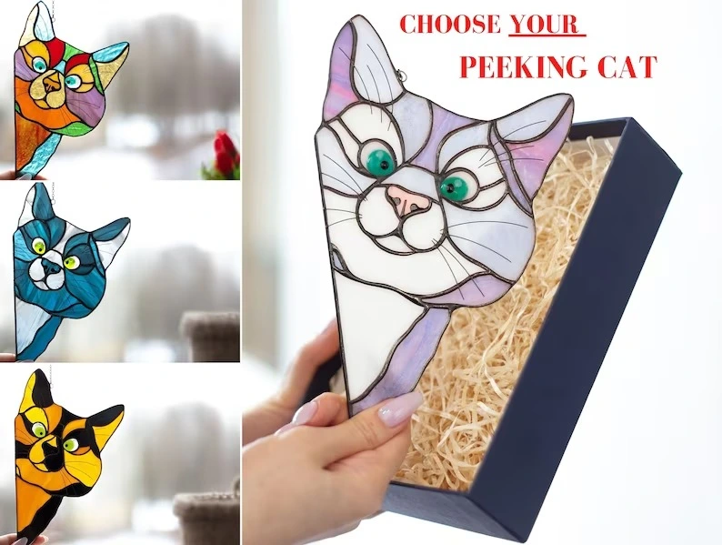 🔥 BIG SALE - 40% OFF🔥🔥Hot Sale-😻Handmade Stain Cat Suncatc