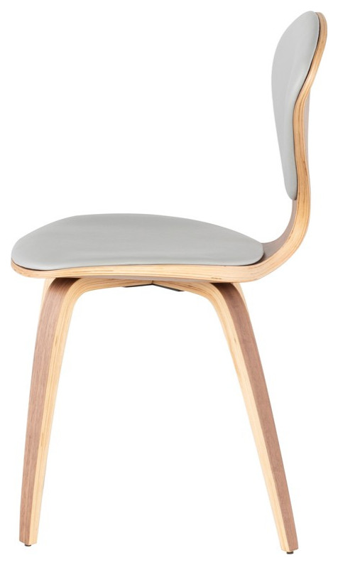 Satine Dining Chair With Leather Upholstered Seat and Back   Midcentury   Dining Chairs   by Advanced Interior Designs  Houzz