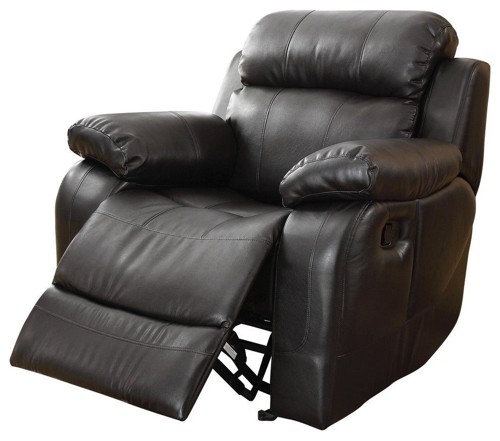 Manque Glider Recliner Chair  Black Leather   Contemporary   Recliner Chairs   by AMOC  Houzz