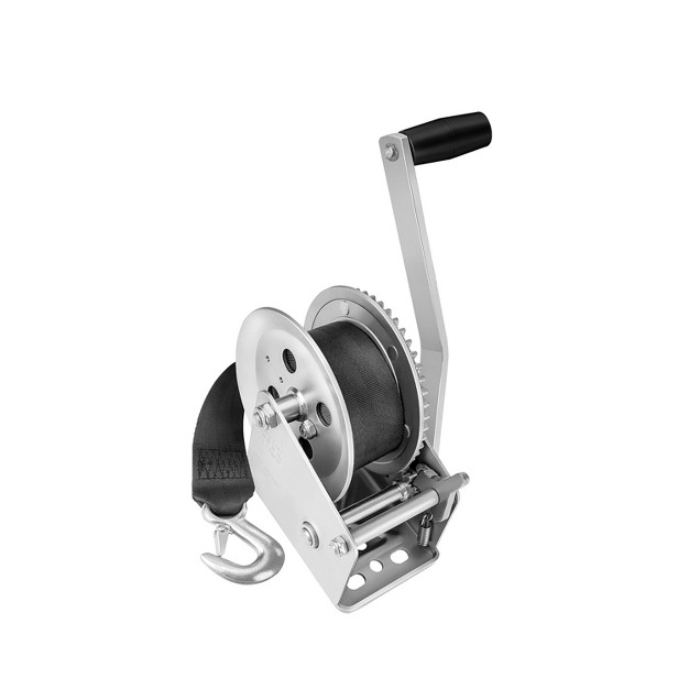 Fulton 142305 Universal Single Speed Towing Winch With 20 Feet Strap And Hook Comfortable Grip Handle 1800 Pound Capacity