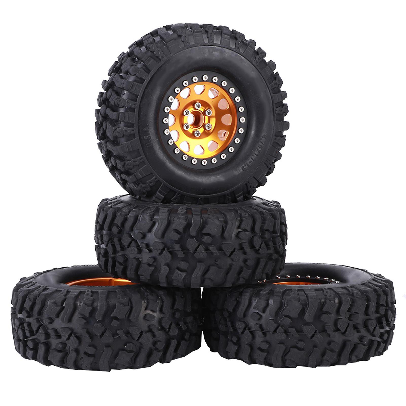 4pcs Rc Universal Crawler Rubber Tire Metal Wheel Hub Rc Car Accessory