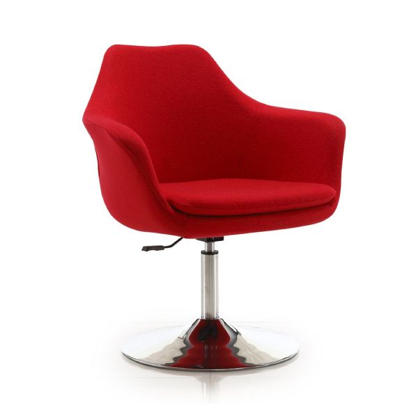 Kinsey Adjustable Height Swivel Accent Chair in Red and Polished Chrome