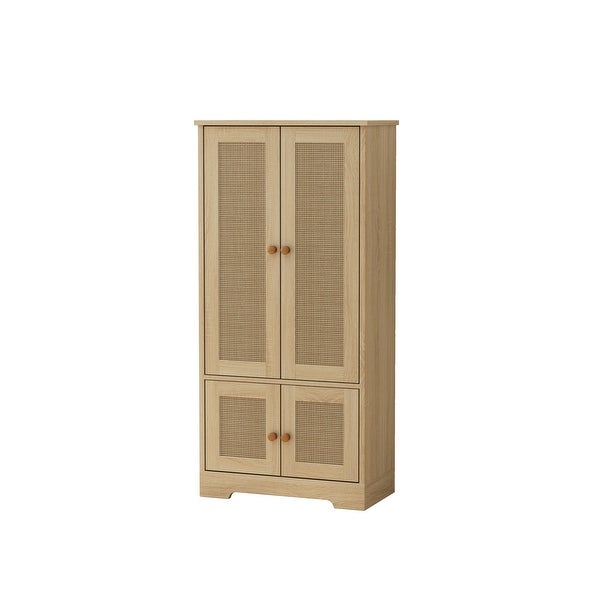 4-Door Rattan Decorative Storage Cabinet，for Bedroom，Living Room