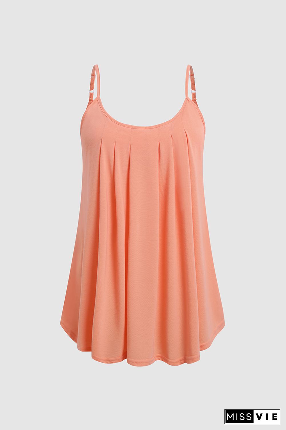 Solid Fold Pleated Cami Top