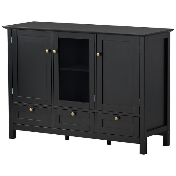 Wood Sideboard Accent Cabinet w/3 Drawers and Shelves