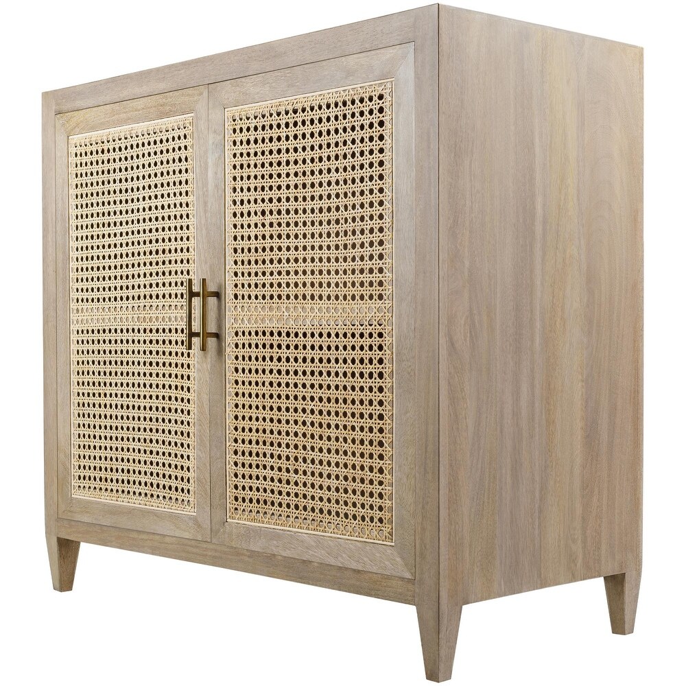 Mile Wood and Rattan Storage Cabinet