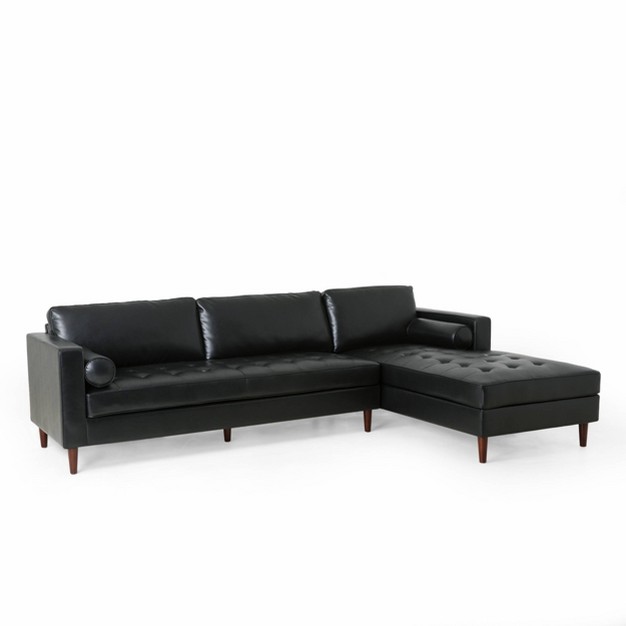 Malinta Contemporary Tufted Upholstered Chaise Sectional Christopher Knight Home