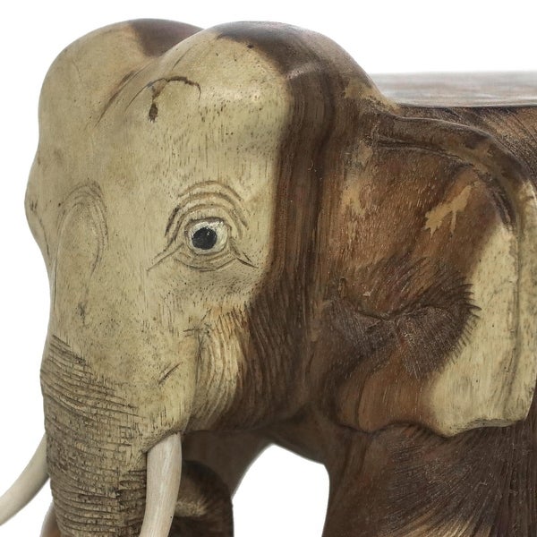 NOVICA Handmade Elephant Relaxation Wood Stool (11.5 Inch) - 11.5