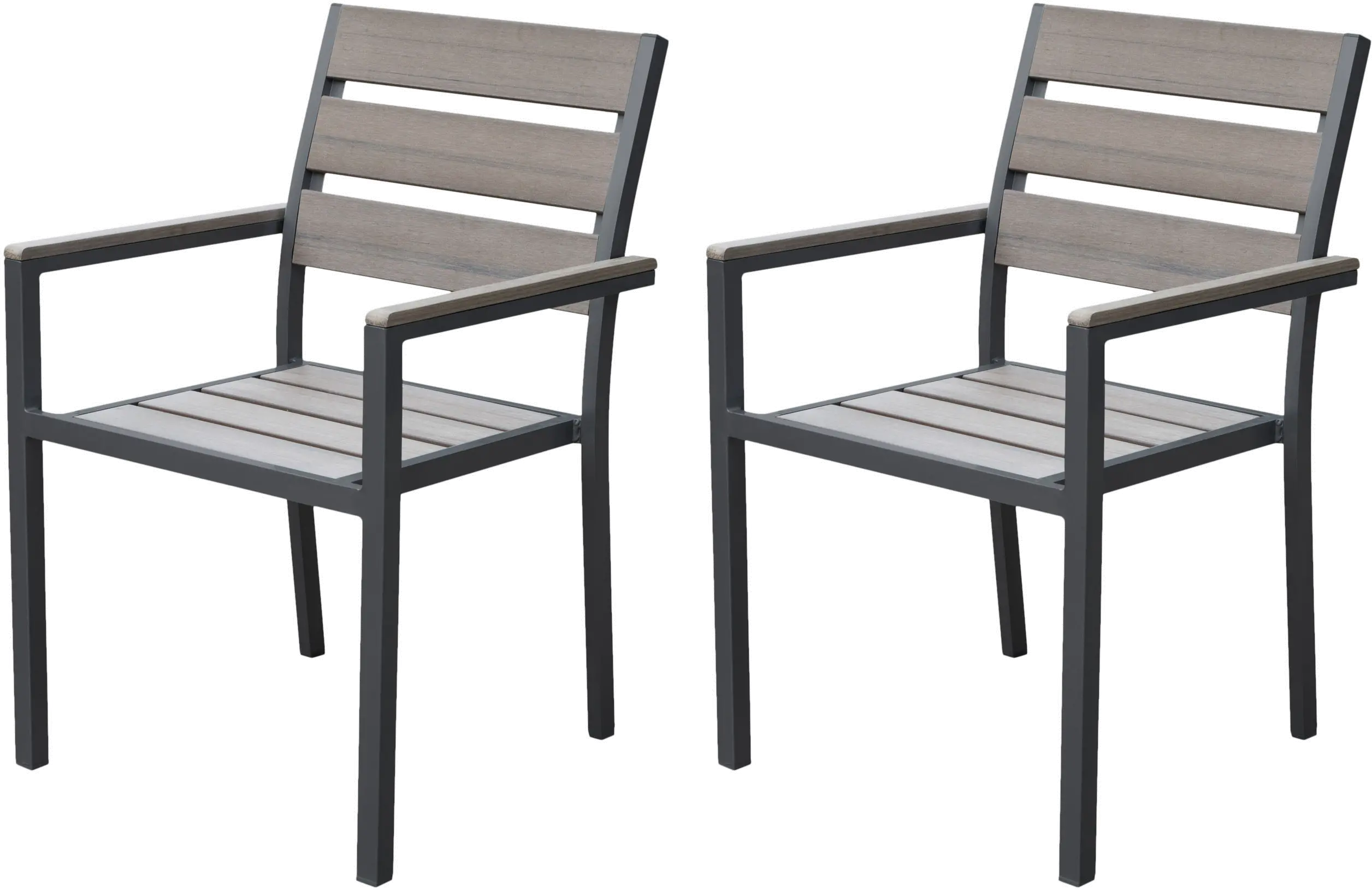 Gallant Sun Bleached Black Outdoor Dining Chairs， Set of 2