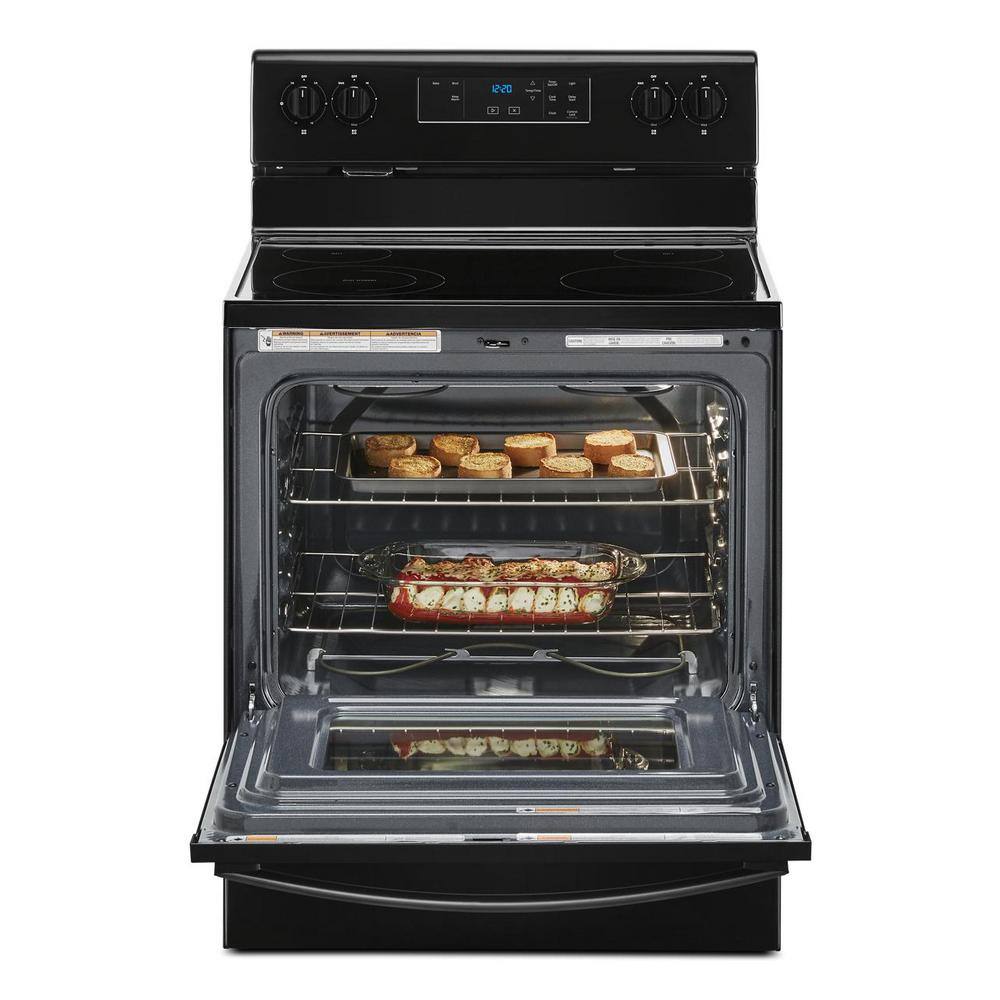 30 in. 5.3 cu. ft. 4-Burner Electric Range in Black with Storage Drawer WFE320M0JB