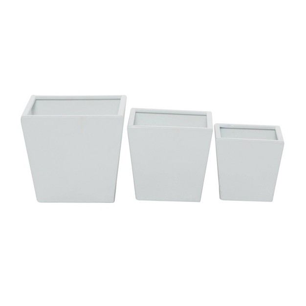 Planters 3pc Modern Novelty Metal Pots White Cosmoliving By Cosmopolitan Indoor outdoor Weather resistant Minimalist Design