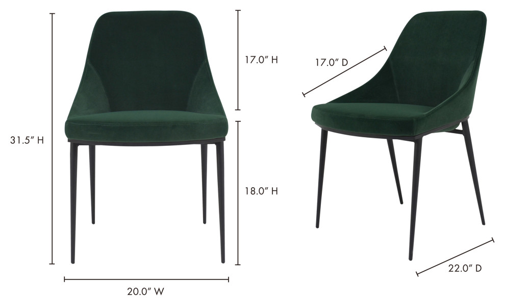 Contemporary Sedona Dining Chair Green Velvet   M2   Green   Midcentury   Dining Chairs   by Kolibri Decor  Houzz