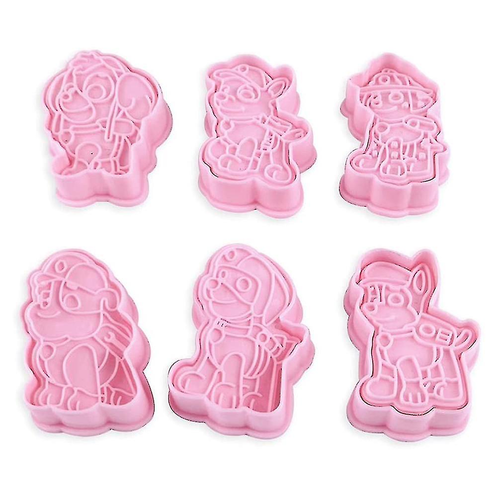 1 Set/6 Pcs Plastic Cookie Stamps-cartoon Fun Cookie Mold，children Baking Set Biscuit Embossing Mold Cartoon Shape