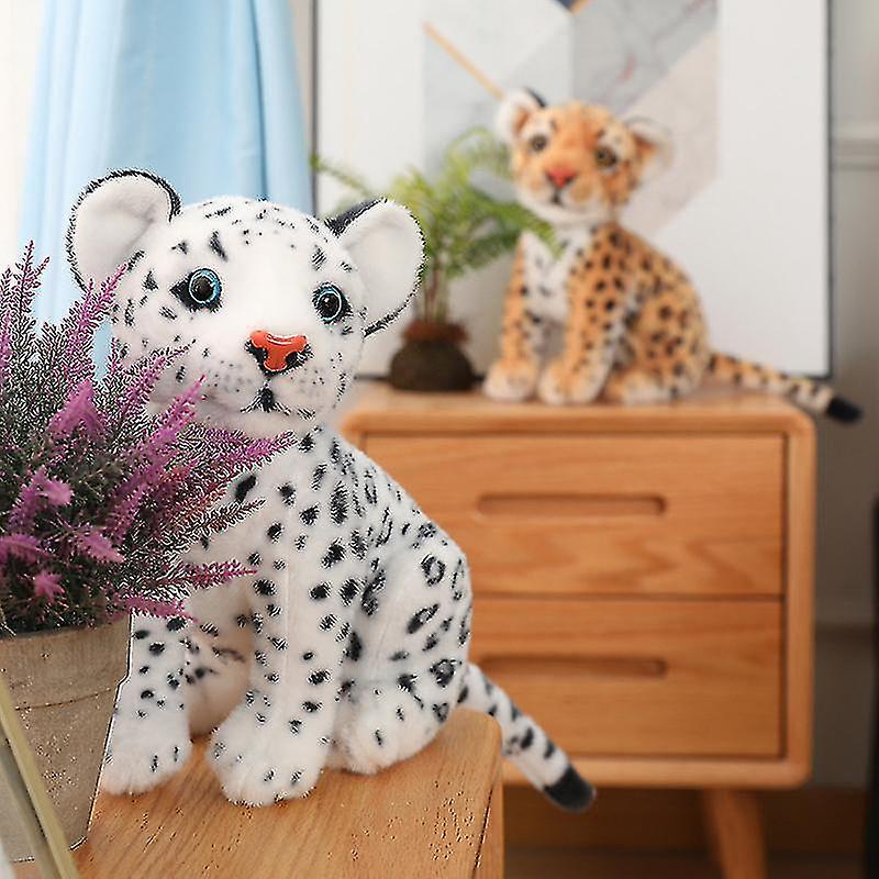 28cm Simulation Snow Leopard Plush Toy Stuffed Animal Kawaii Lifelike Leopard Accompany Doll Toys For Kids Girls Gift Decor