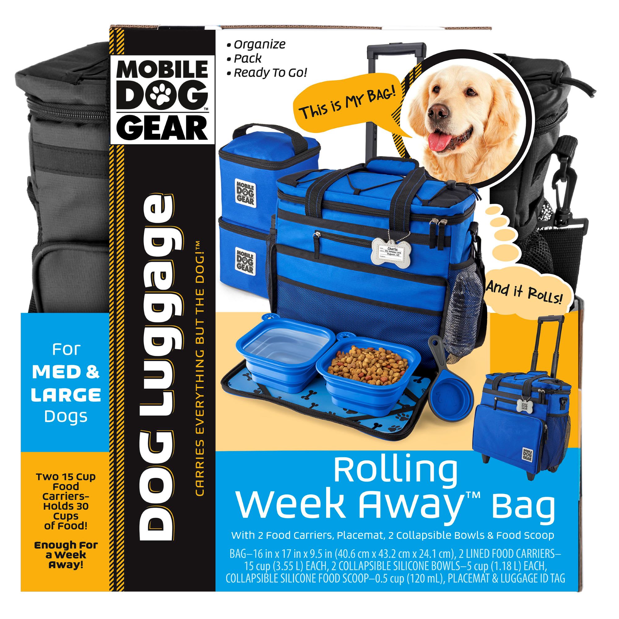 Mobile Dog Gear Black Rolling Week Away Bag